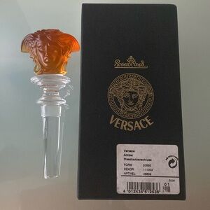 NIB Auth Versace Medusa by Rosenthal Crystal Wine Stopper AMBER